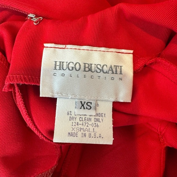 Vintage 1990s Hugo Buscati collection red long sleeve gown cutout XS - Picture 3 of 5